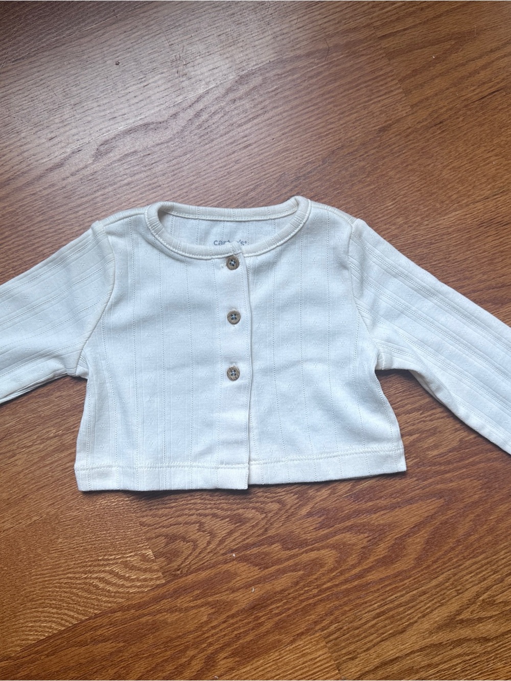 Carter's Cream Ribbed Button-Up Baby Cardigan